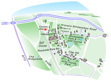 Crews Hill Shopping Map