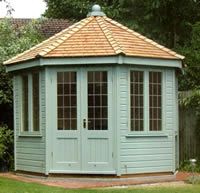 Summerhouses and garden buildings, Crews Hill, North London UK