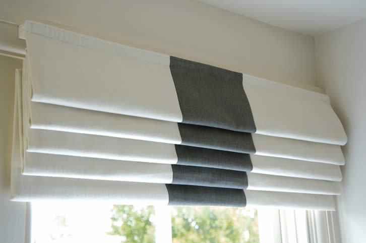 Made to measure Roman blinds with borders, London UK