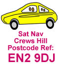 Satellite navigation ref. for Crews Hill, London UK